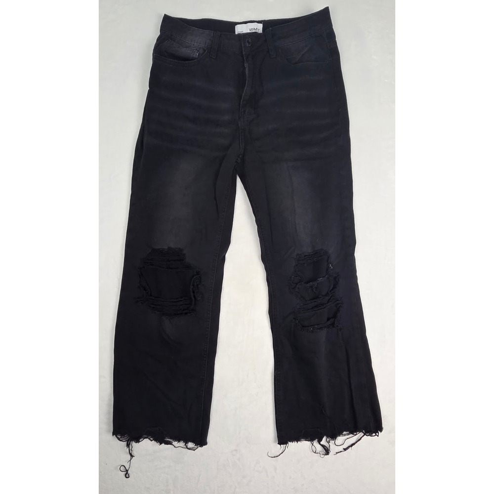 Jeans Vervet Women 27 Black Raw Hem Wide Leg V2736BK